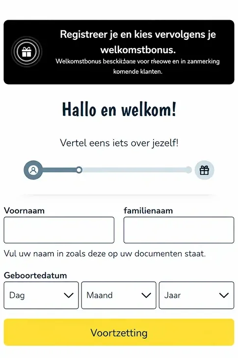 Registratieformulier van Vlad Casino